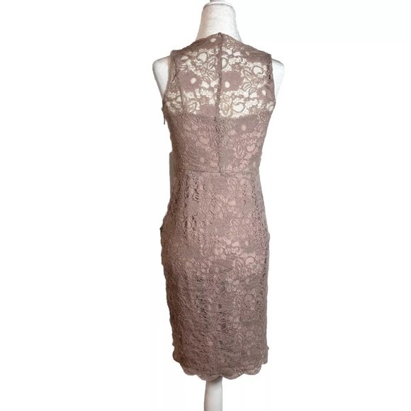 BCBGMAXAZRIA Lace Sheath Dress Sz 2 Taupe Nude Elegant Cocktail sexy - Picture 8 of 12